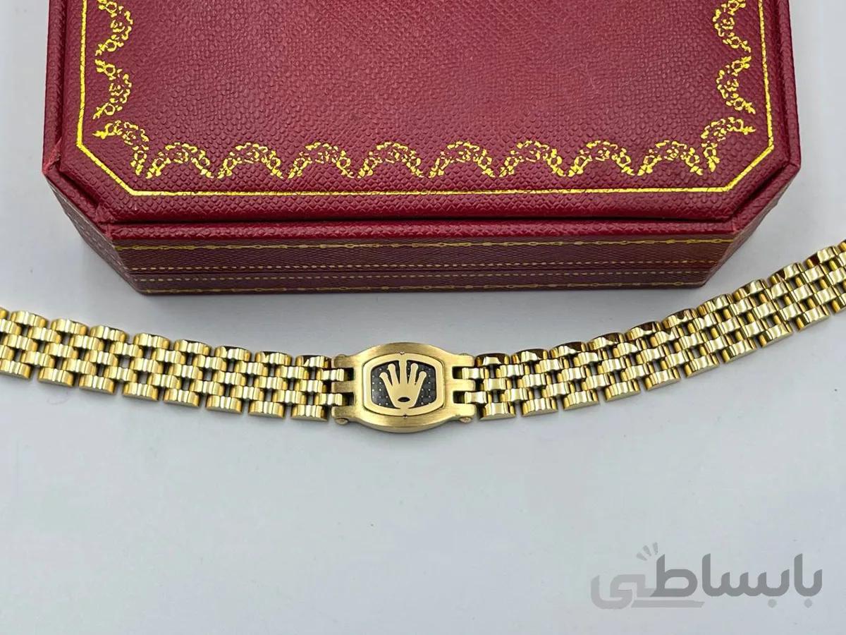 دستبند رولکس با پلاک لاکچری طلایی