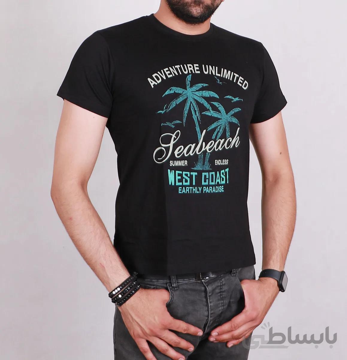 تیشرت یقه گرد مردانه مشکی مدل Adventure