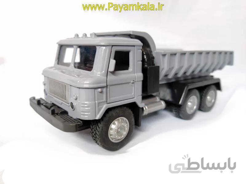 اسباب بازی کامیون کمپرسی روسی (GAZ) طوسی