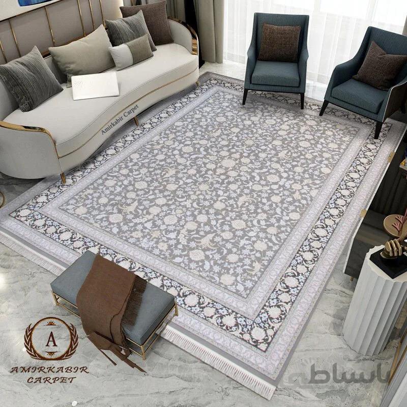 فرش ماشینی افشان نقره ای لایت برجسته کد 116 /1200 شانه 3600 تراکم