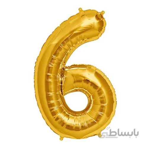 بادکنک فویلی عددی ساده طلایی عدد ۶