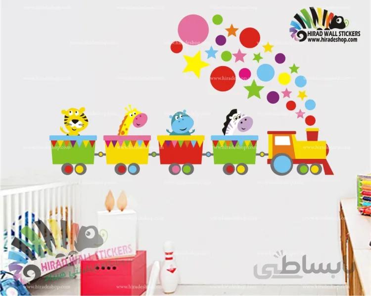 استیکر اتاق کودک قطار حیوانات کد h832