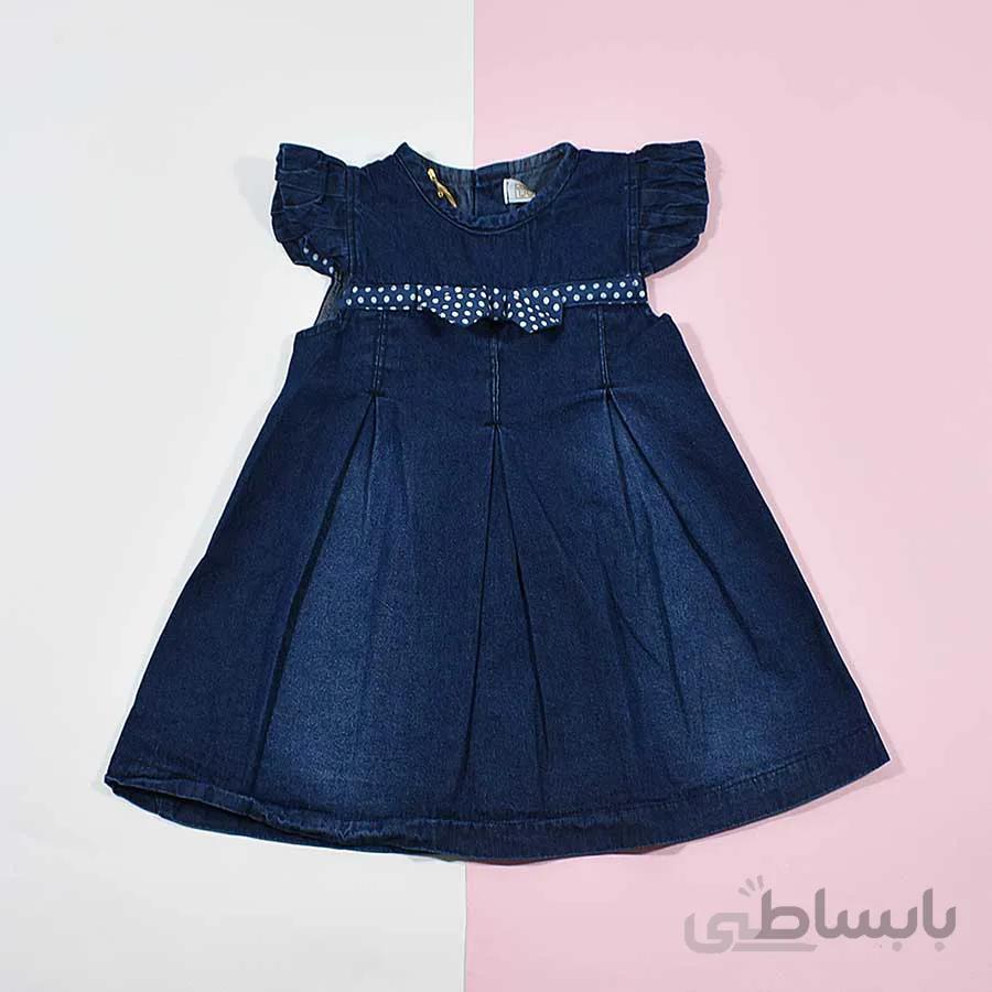 سارافون جین دخترانه بچه گانه پاپیون دار کد ۲۲۳۹