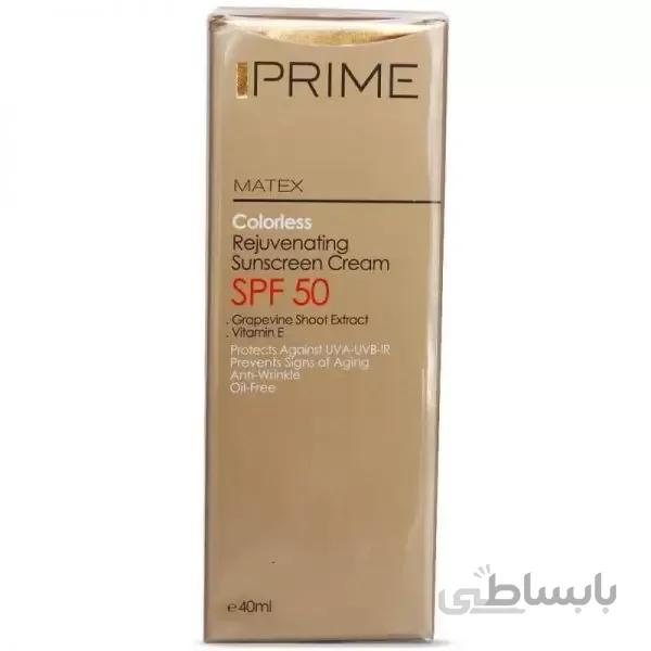 کرم ضد آفتاب جوان کننده پریم مدل Matex با SPF 50 (بی رنگ) 40ml