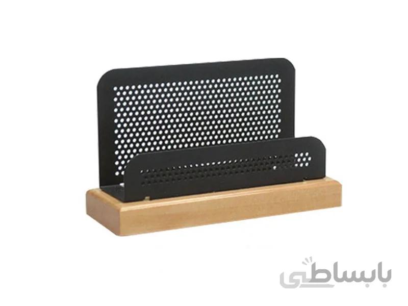 جای کارت ویزیت چوب فلز رنگ چوب مدل WW-17