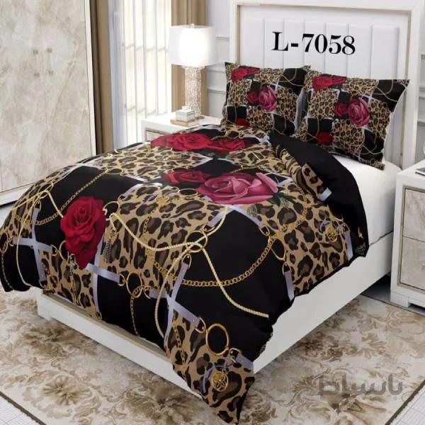 روتختی سه بعدی ساتن ابریشم ترک طرح گلدار کد 7058