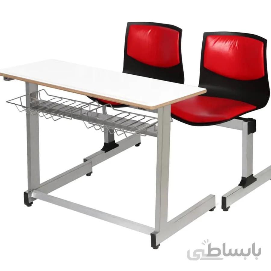 میز و نیمکت دونفره مدرسه ای با جاکتابی