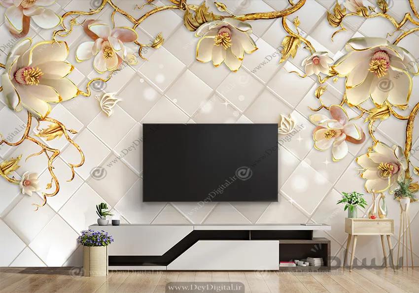 پوستر دیواری پشت تلویزیون لاکچری جدید سه بعدی BA-4234