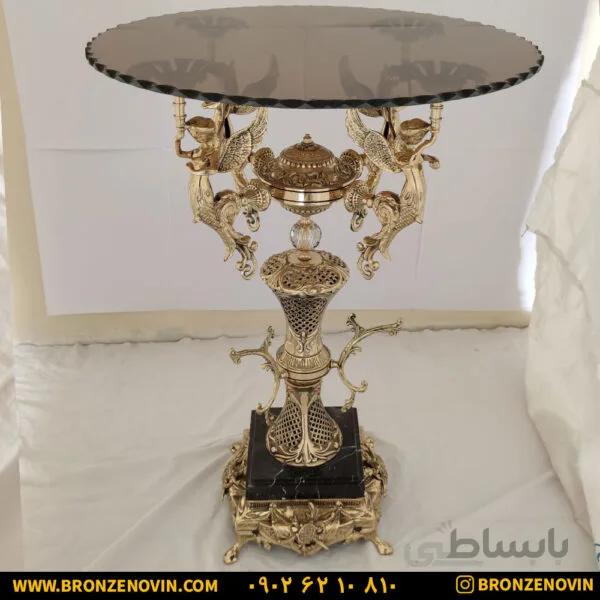 میز خاطره برنزی ۴ فرشته ستون زنبوری پایه سنگی