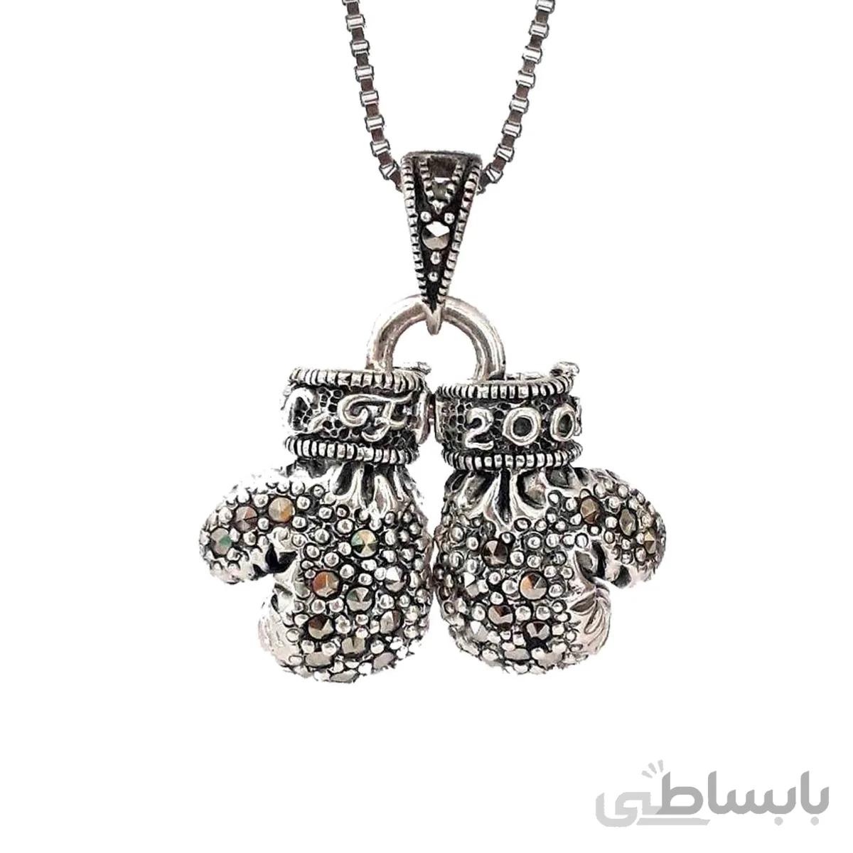 گردنبند دستکش بوکس نقره کد b901