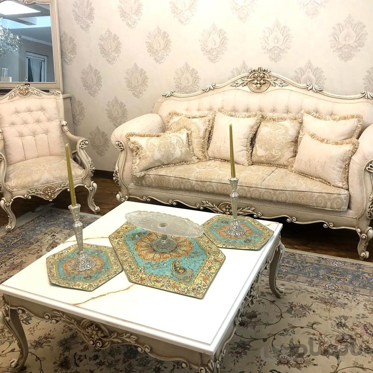 رومیزی۳ تیکه ترمه سنتی طرح افشار
