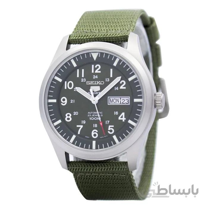 ساعت اتوماتیک مردانه ی سیکو با بند کرباسی سبز - seiko ا Seiko 5 Men's SNZG09K1 Sport Analog Automatic Khaki Green Canvas Watch