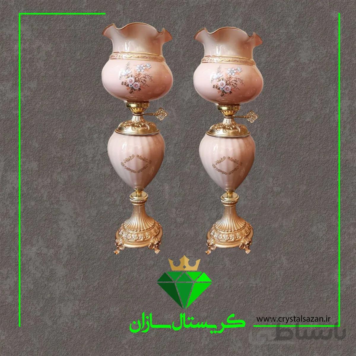 چراغ نفتدان لب چین مدل رز صورتی رنگ کد n1282 کریستال سازان