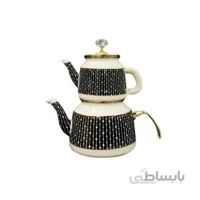 ست کتری و قوری لعابی Miss Betty مدل Beyaz Damla
