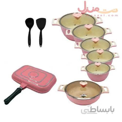 سرویس قابلمه گرانیتی هوم کینگ صورتی شانزده پارچه
