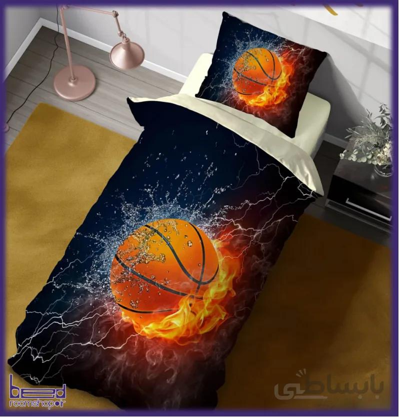 کالای خواب: ست روتختی و لحاف کتان تنسل مدل توپ بسکتبال کد1023