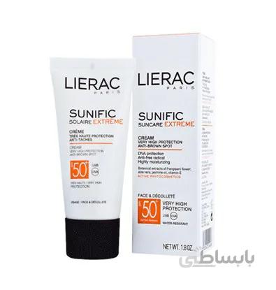 کرم ضد آفتاب سانی فیک لیراک بی رنگ +SPF50 با حجم 50 میلی لیتر