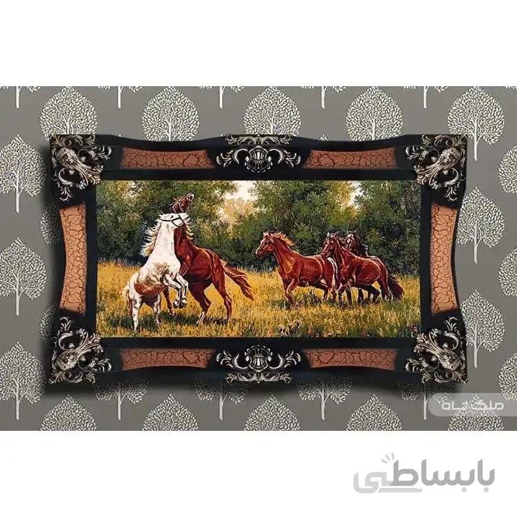 تابلو فرش حیوانات طرح اسب کد 13001