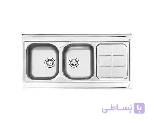 سینک استیل البرز مدل ۲۱۵ روکار با سیفون