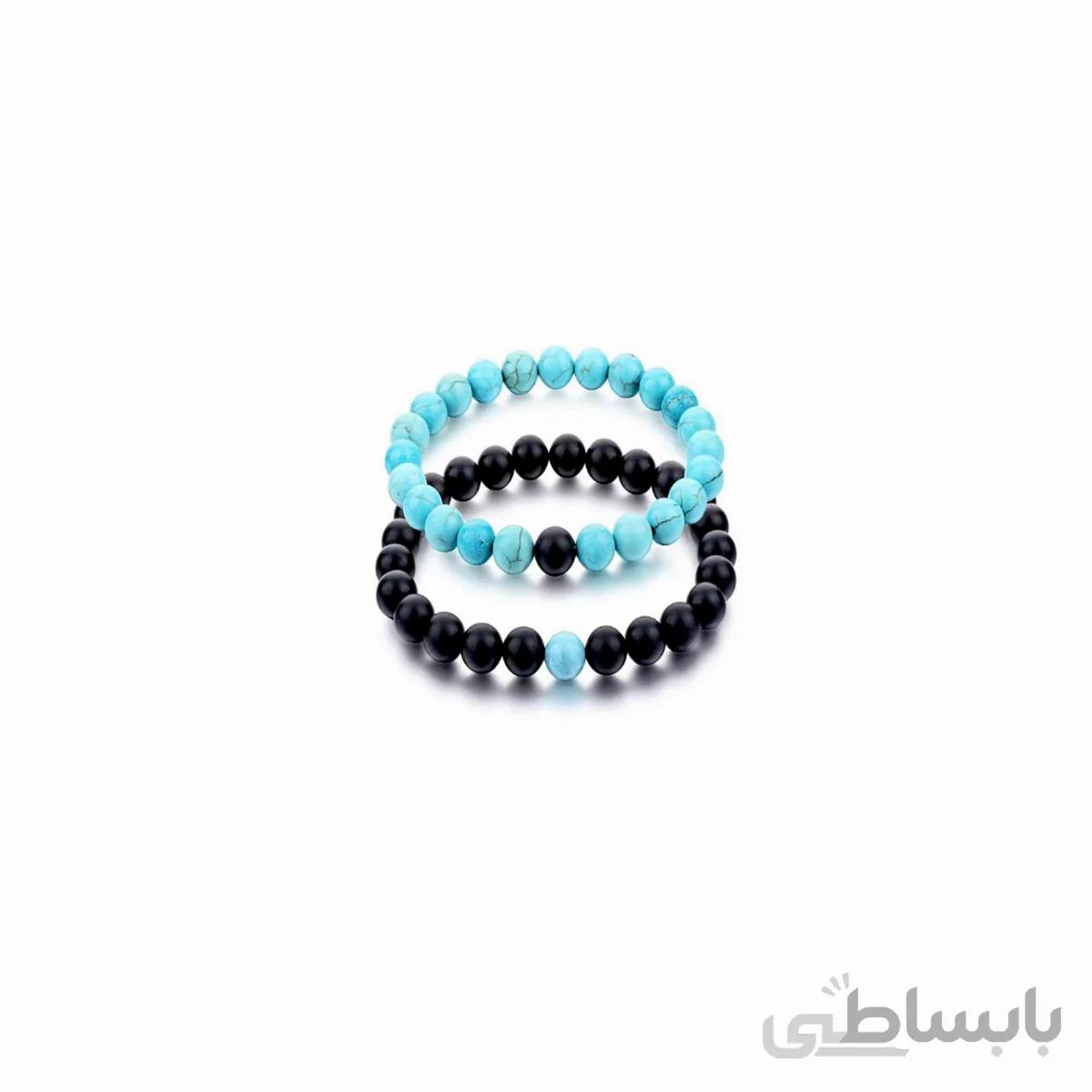 دستبند طرح فیروزه و اونیکس بسته دو عددی