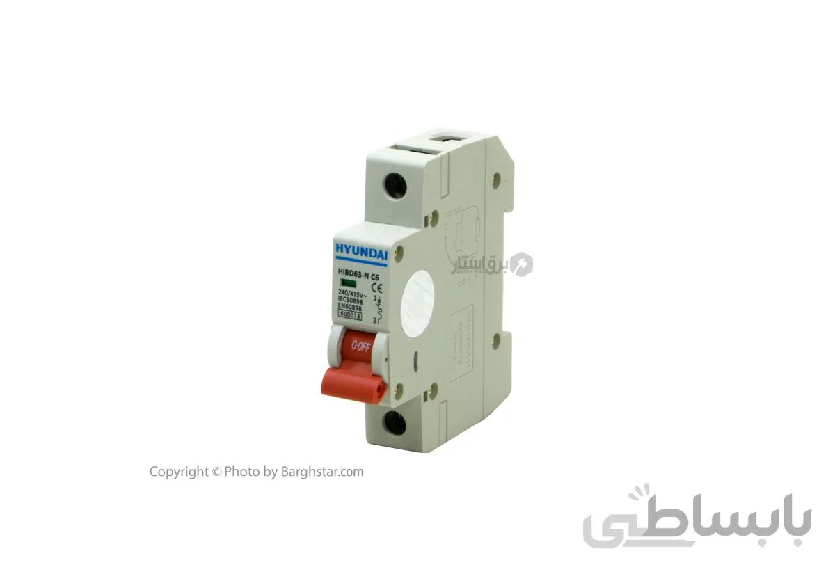 فیوز مینیاتوری تک فاز 6 آمپر هیوندای مدل C6