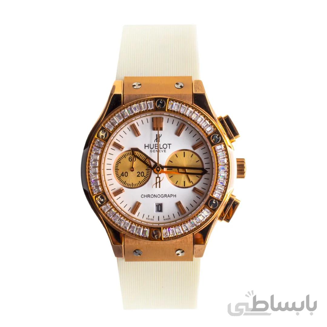 ساعت مچی هابلوت زنانه دور نگین سفید HUBLOT BIG BANG