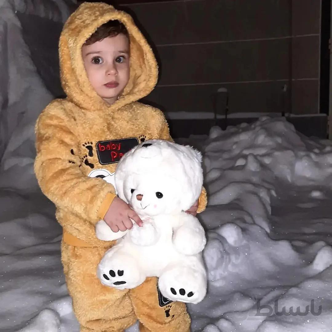 هودی شلوار تدی بچه گانه سایز 45 و 50 زیتونی سایز45