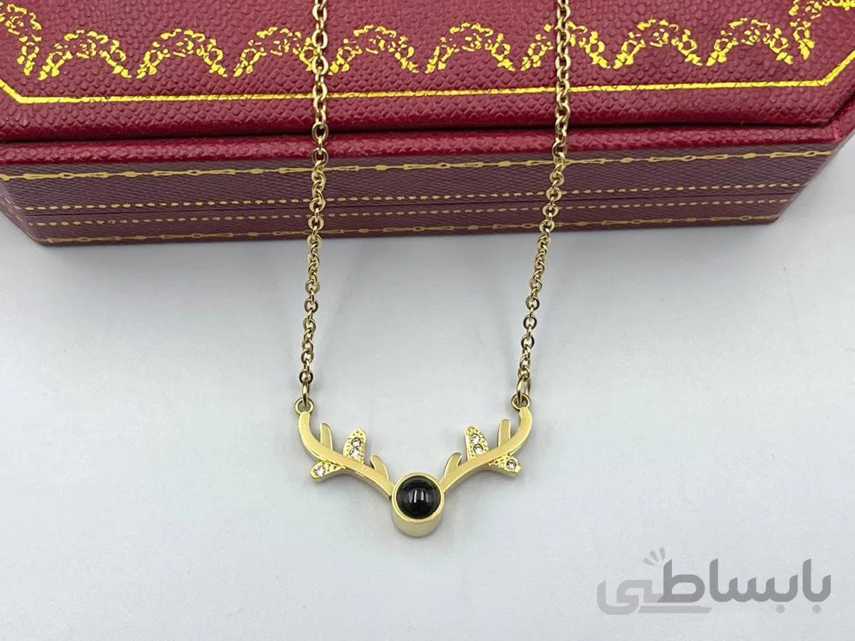 گردنبند شاخ گوزن صد زبان دوستت دارم طلایی