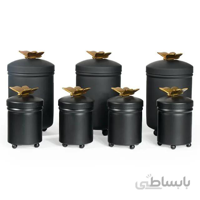 ست جا ادویه 7 پارچه سالینو مدل پروانه مشکی کد M-4021