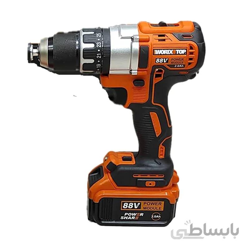 دریل شارژی 88 ولت(21 ولت واقعی) وریکس تاپ(کپی ورکس) ا Worix Top cordless drill 21 volts