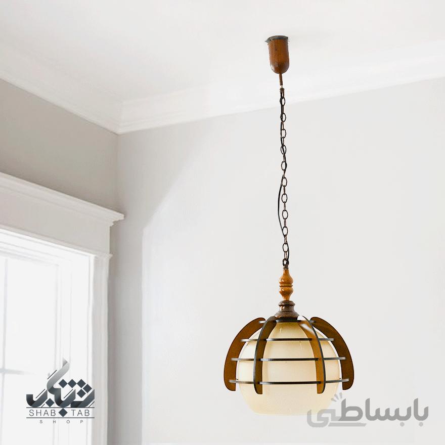 لوستر چوبی تک شعله دارکار مدل نپتون کد 124