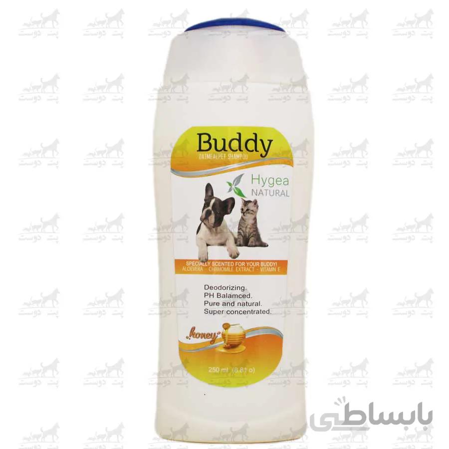 شامپو Buddy مخصوص سگ و گربه به همراه آلوئه ورا برند Hygea Natural ا Buddy oatmeal pet shampoo