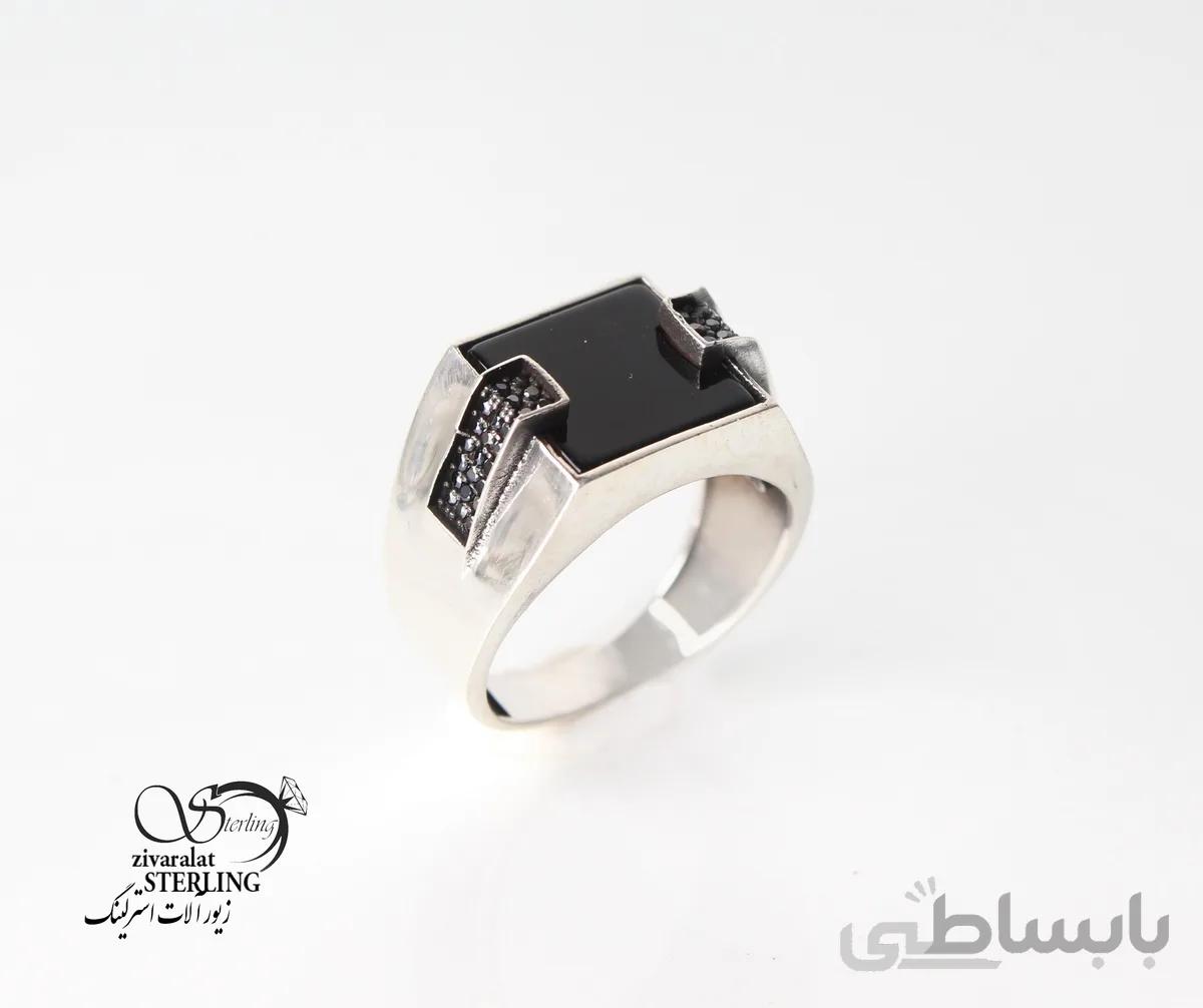 انگشتر نقره مردانه با طرح مربع