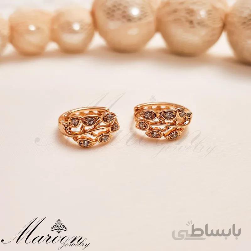گوشواره حلقه ای برگ مارون CG149