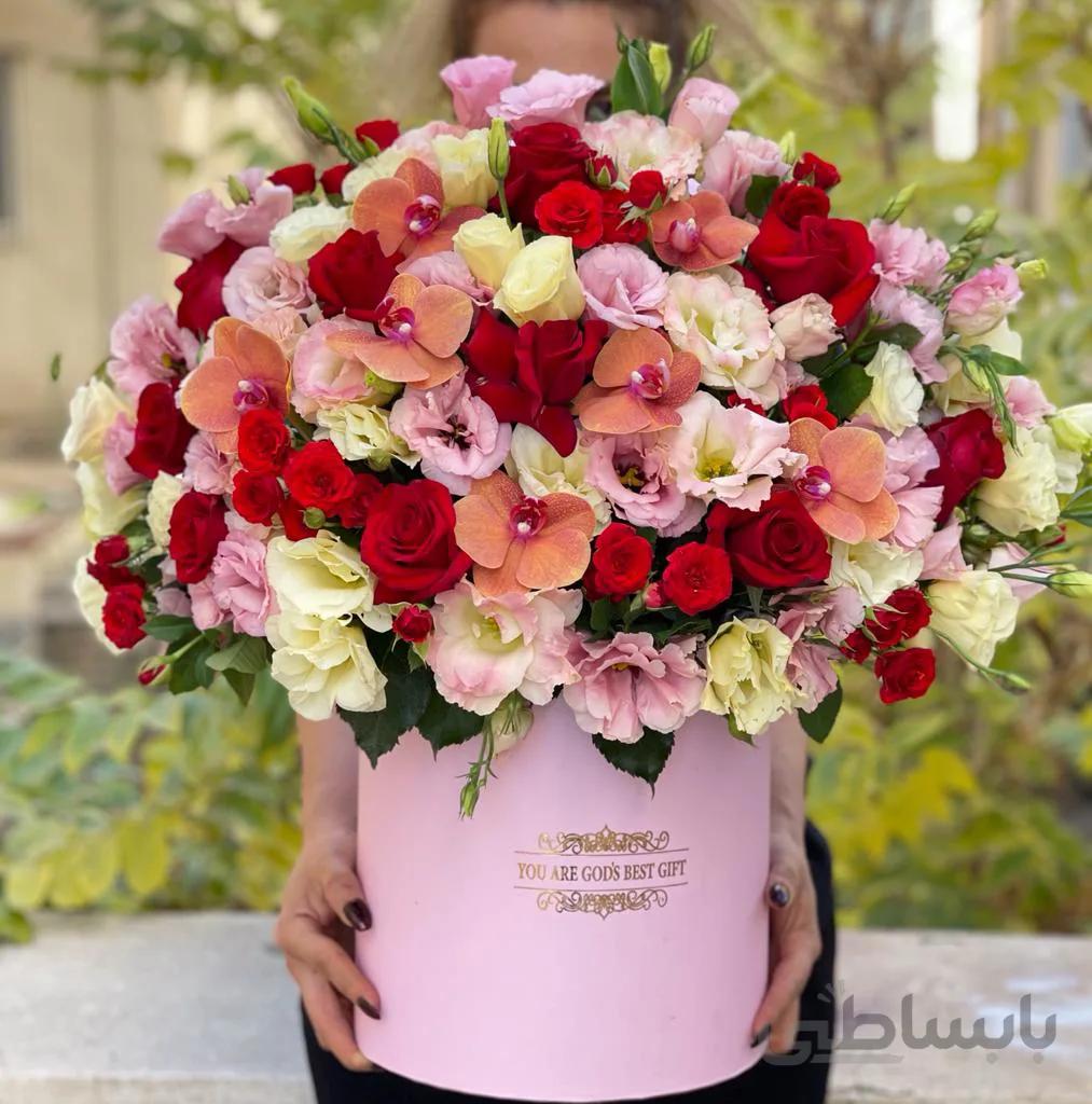 باکس گل صورتی رز و ارکیده