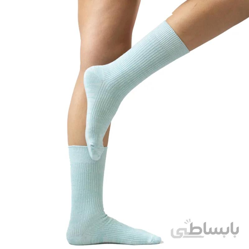 جوراب ساقدار کلاسیک آبی فیروزه ای روشن بتی