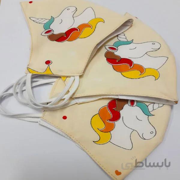 ماسک دو لایه دست دوز پارچه ای کودکانه