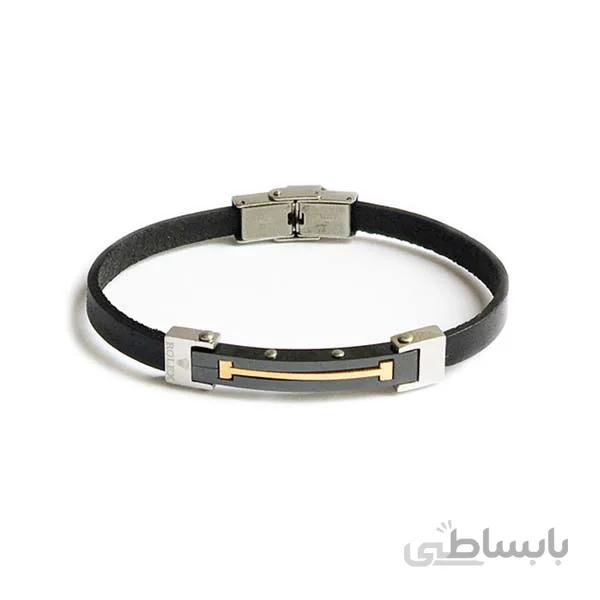 دستبند چرم استیل طرح رولکس مردانه LM1041