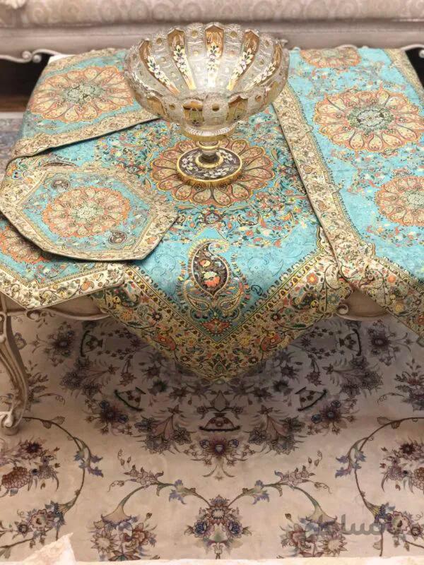 رومیزی ۵ تیکه ترمه سنتی طرح افشار