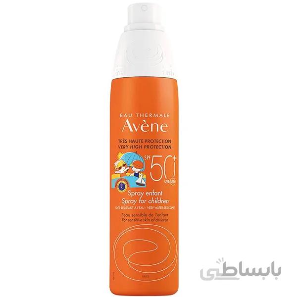 اسپری ضد آفتاب کودک اون Avene حاوی ضد آفتاب SPF50+ حجم ۲۰۰ میل | بدون بو ا Eau thermale avene spf 50+ spray for children