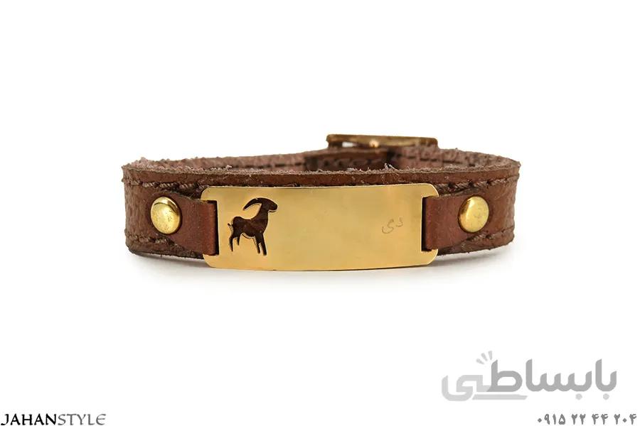 دستبند چرم طبیعی نشان ماه تولد (دی)