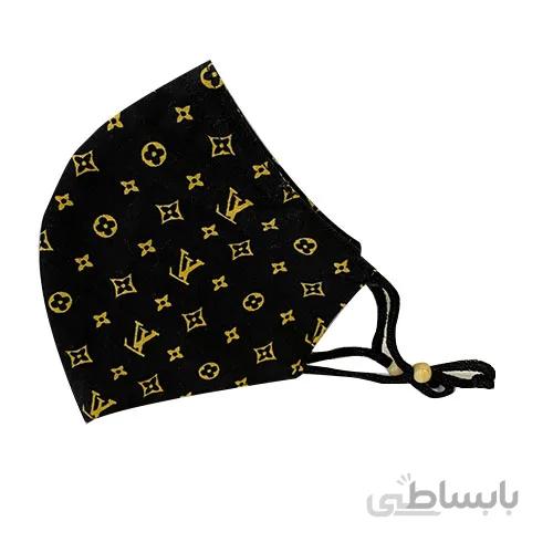 ماسک پارچه ای مدل قالبی طرح LV رنگ مشکی کد 078 ا Face Fabric Mask code 078