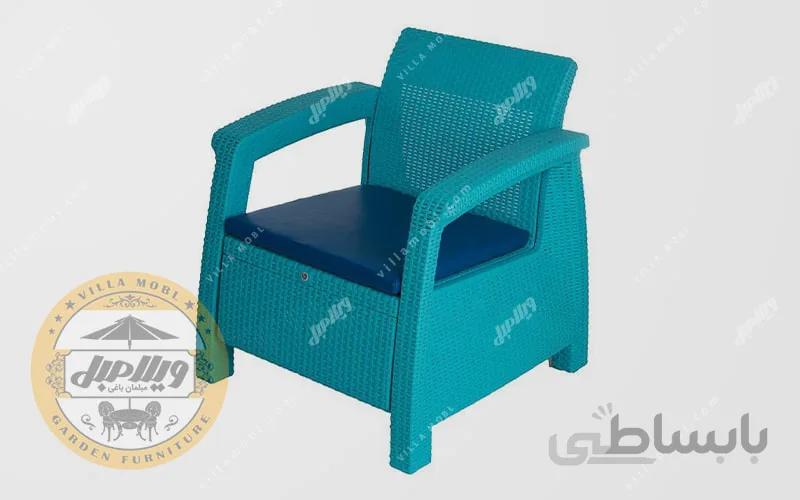 مبل باغی پلیمری طرح حصیر بافت یک نفره
