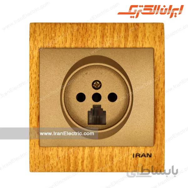 پریز تلفن دوکاره ایران چوب روشن میان بژ
