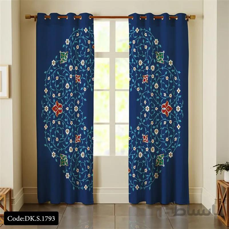پرده پانچی (هازان و مخمل)کد DK.S.1793 طرح ایرانی و سنتی اسلیمی قرینه