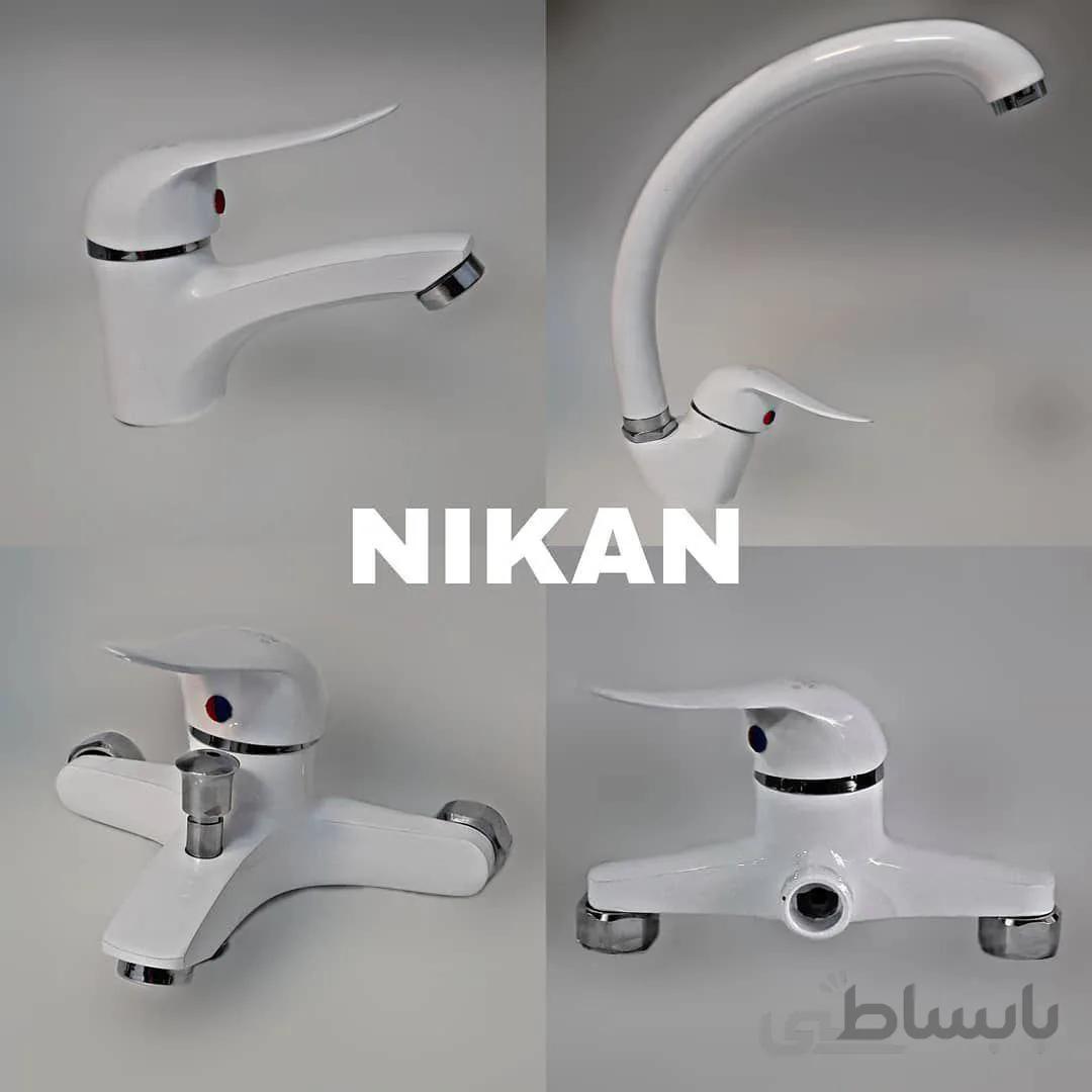 ست شیرآلات نیکان مدل سفید کروم ا Nikan White Chrome Set Faucet
