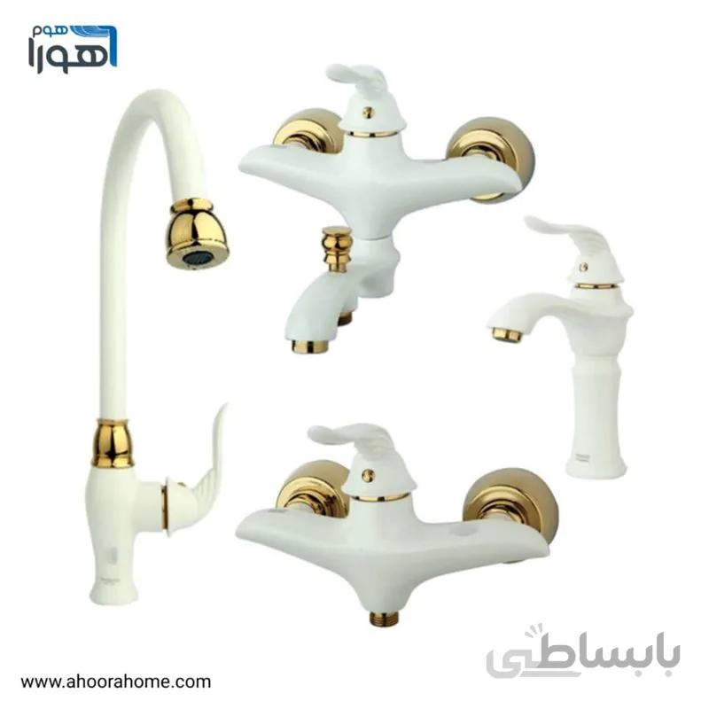 ست شیرآلات راسان مدل پریمو سفیدطلایی RASAN