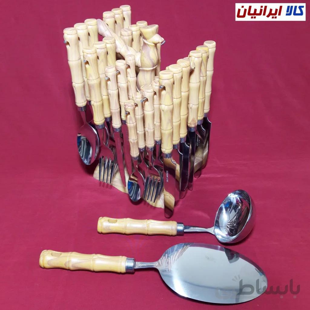 سرویس قاشق و چنگال استند دار 39 پارچه طرح چوب