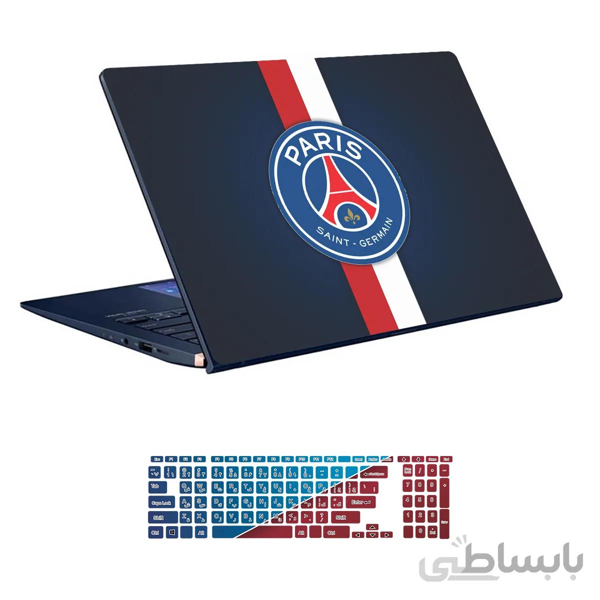 اسکین لپ تاپ طرح Paris saint germain کد ۰۴ به همراه استیکر کیبورد