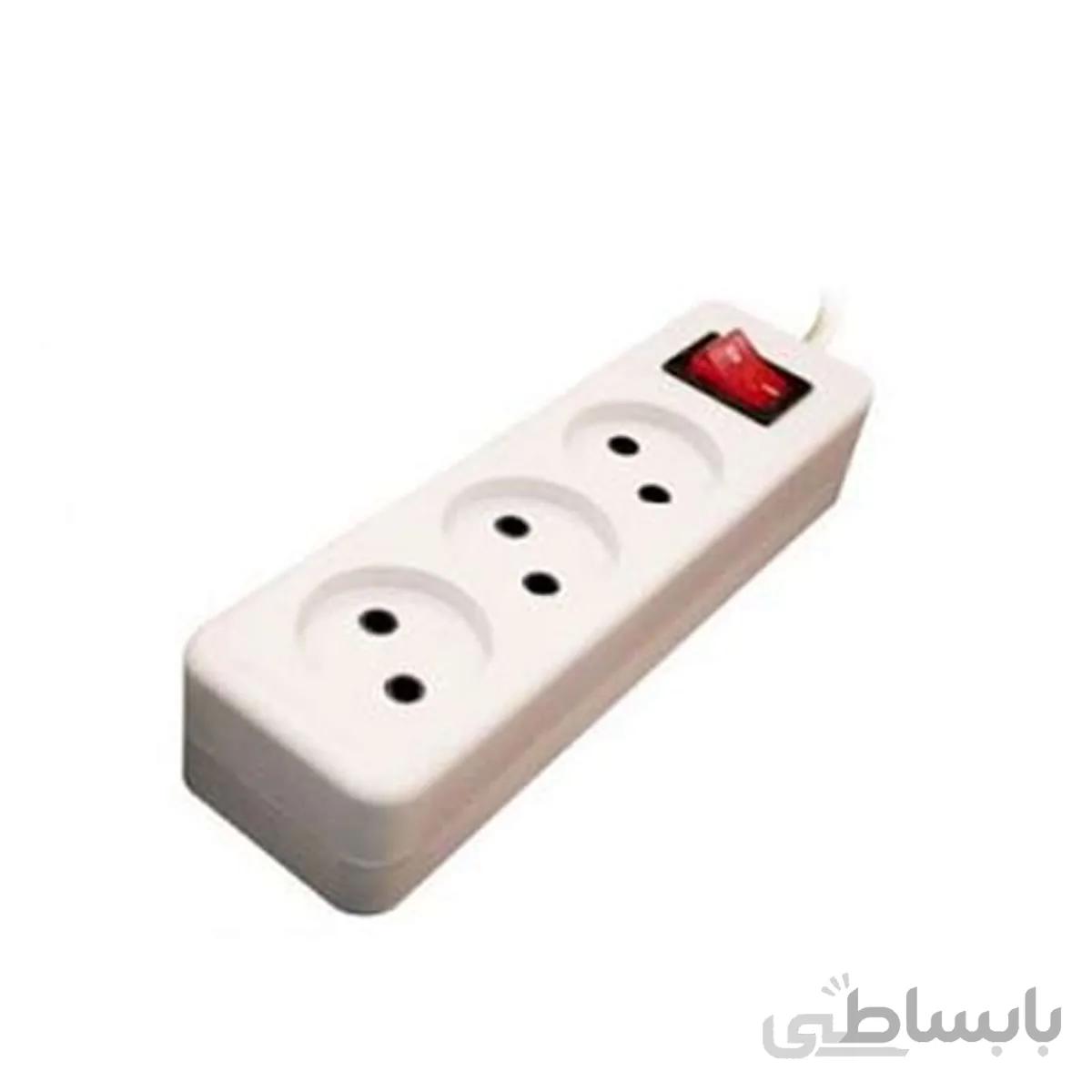 چند راهی برق 3 خروجی بدون ارت شهاب با کلید پارت الکتریک